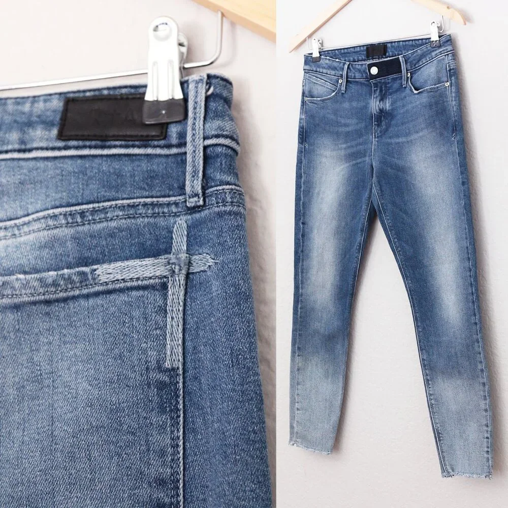 RtA Road To Awe Women's 28 Madrid Skinny Jeans Stretch Frayed Hem Blue Wash $315 - Picture 1 of 14